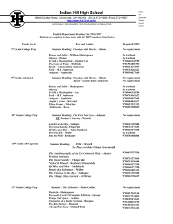 Reading List - Indian Hill High School