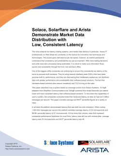 Solace, Solarflare and Arista Demonstrate Market Data Distribution