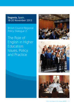 The Role of English in Higher Education: Issues, Policy and Practice