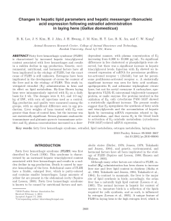 Changes in hepatic lipid parameters and hepatic