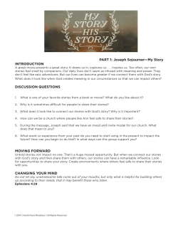 PART 1: Joseph Sojourner&mdash;My Story INTRODUCTION