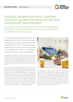 leading pharmaceutical company chooses quark for knowledge and