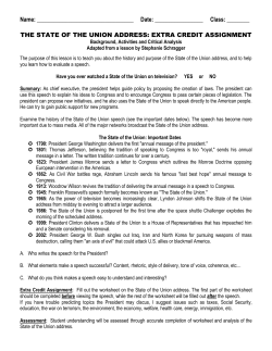 State of the Union Address Extra Credit