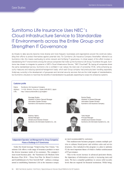 Sumitomo Life Insurance Uses NEC`s Cloud Infrastructure Service to