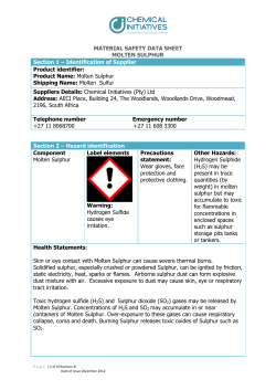 MATERIAL SAFETY DATA SHEET MOLTEN SULPHUR Section 1