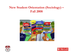 New Student Orientation (Sociology) &ndash; F ll 2008 all 2008