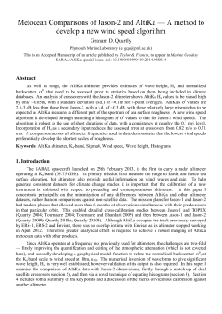 Metocean Comparisons of Jason-2 and AltiKa &mdash; A method to