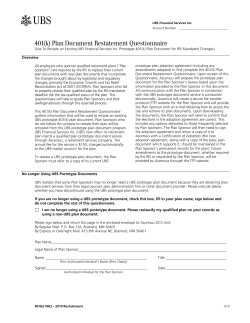 401(k) Plan Document Restatement Questionnaire