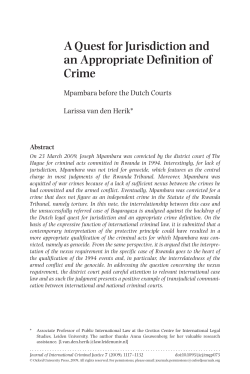A Quest for Jurisdiction and an appropriate Crime Definition The