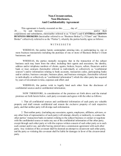 Non-Circumvention, Non-Disclosure, And Confidentiality Agreement