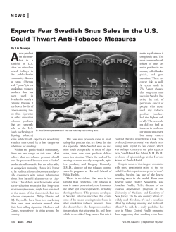Experts Fear Swedish Snus Sales in the U.S. Could Thwart Anti