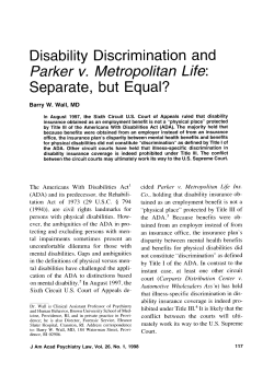 Disability Discrimination and Separate, but Equal?