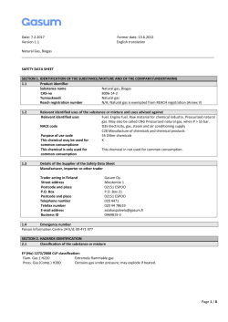 Safety data sheet, Natural Gas and Biogas