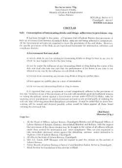 CIRCUl.AR Sub: Consumption of intoxicating drinks and drugs
