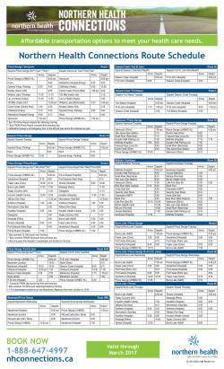 Schedule - Northern Health Connections