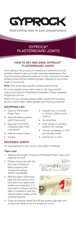 Plasterboard Joints How to use Gyprock compounds to set and