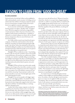 LeSSONS TO LeArN frOm `GOOD TO GreAT`