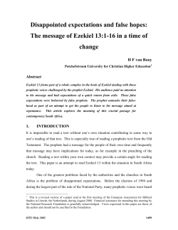 Disappointed expectations and false hopes: The message of Ezekiel