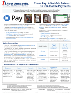 Chase Pay A Notable Entrant to US Mobile Payments