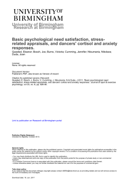 University of Birmingham Basic psychological need satisfaction, stress