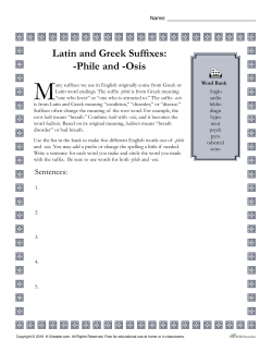 Latin and Greek Suffixes: -Phile and -Osis