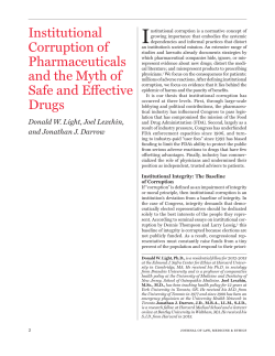 Institutional Corruption of Pharmaceuticals and the Myth of Safe and