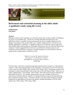 Retirement and existential meaning in the older adult: A qualitative