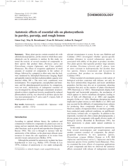 Autotoxic effects of essential oils on photosynthesis