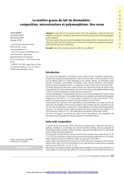 La mati&egrave;re grasse du lait de dromadaire : composition