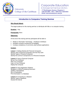 Introduction to Computers Training Seminar