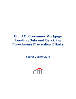 Citi US Consumer Mortgage Lending Data and Servicing