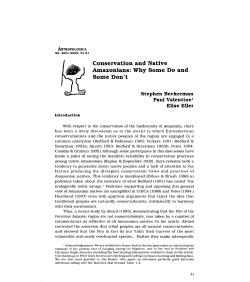 Conservation and Native Amazonians: Why Some Do and Some Don`t