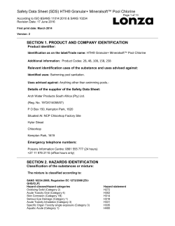 SDS - HTH Granular+ Pool Chlorine - 6 Sep 2016