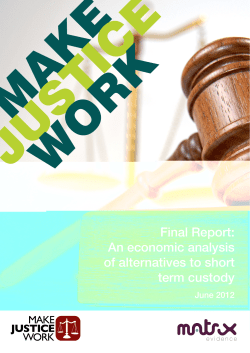 Final report: An economic analysis of alternatives to short term custody
