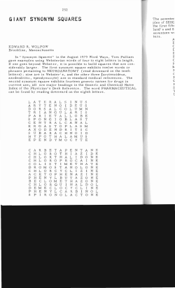 Giant Synonym Squares - Digital Commons @ Butler University