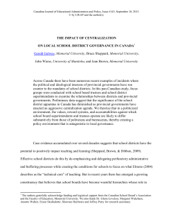 The Impact of Centralization on Local School District Governance