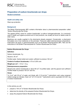 Preparation of sodium bicarbonate ear drops