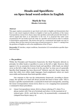 Heads and Specifiers: on Spec-head word orders in English