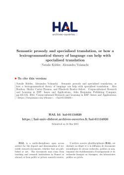Semantic prosody and specialised translation, or how - HAL
