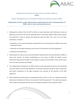 Submission on the ex-ante information requirements for the