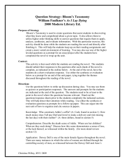 Question Strategy: Bloom`s Taxonomy William Faulkner`s As I Lay