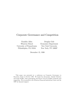Corporate Governance and Competition