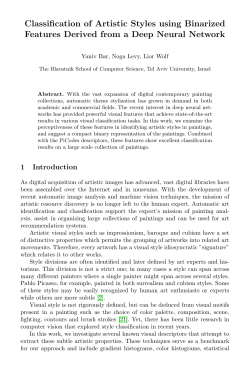 Classification of Artistic Styles using Binarized Features Derived