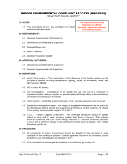 INDOOR ENVIRONMENTAL COMPLAINT PROCESS (MNO