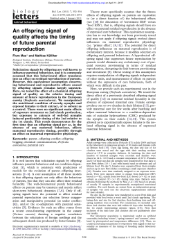 An offspring signal of quality affects the timing of