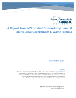 A Report from MN Product Stewardship Council on its Local