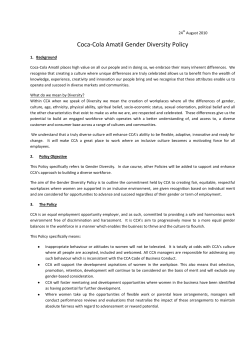 Coca-Cola Amatil Gender Diversity Policy