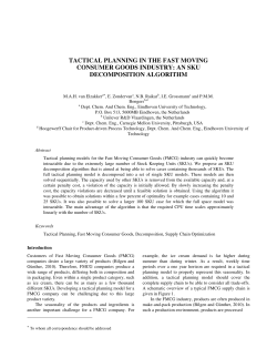 tactical planning in the fast moving consumer goods industry: an sku