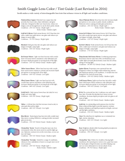 Smith Goggle Lens Color / Tint Guide (Last Revised
