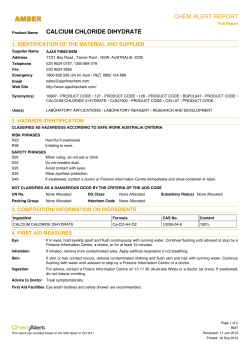 CHEM ALERT REPORT CALCIUM CHLORIDE DIHYDRATE